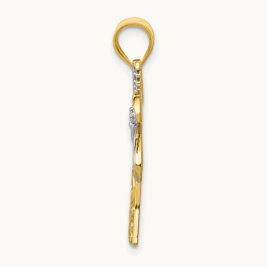 w/Rhodium Diamond Palm Tree Pendant, 14K