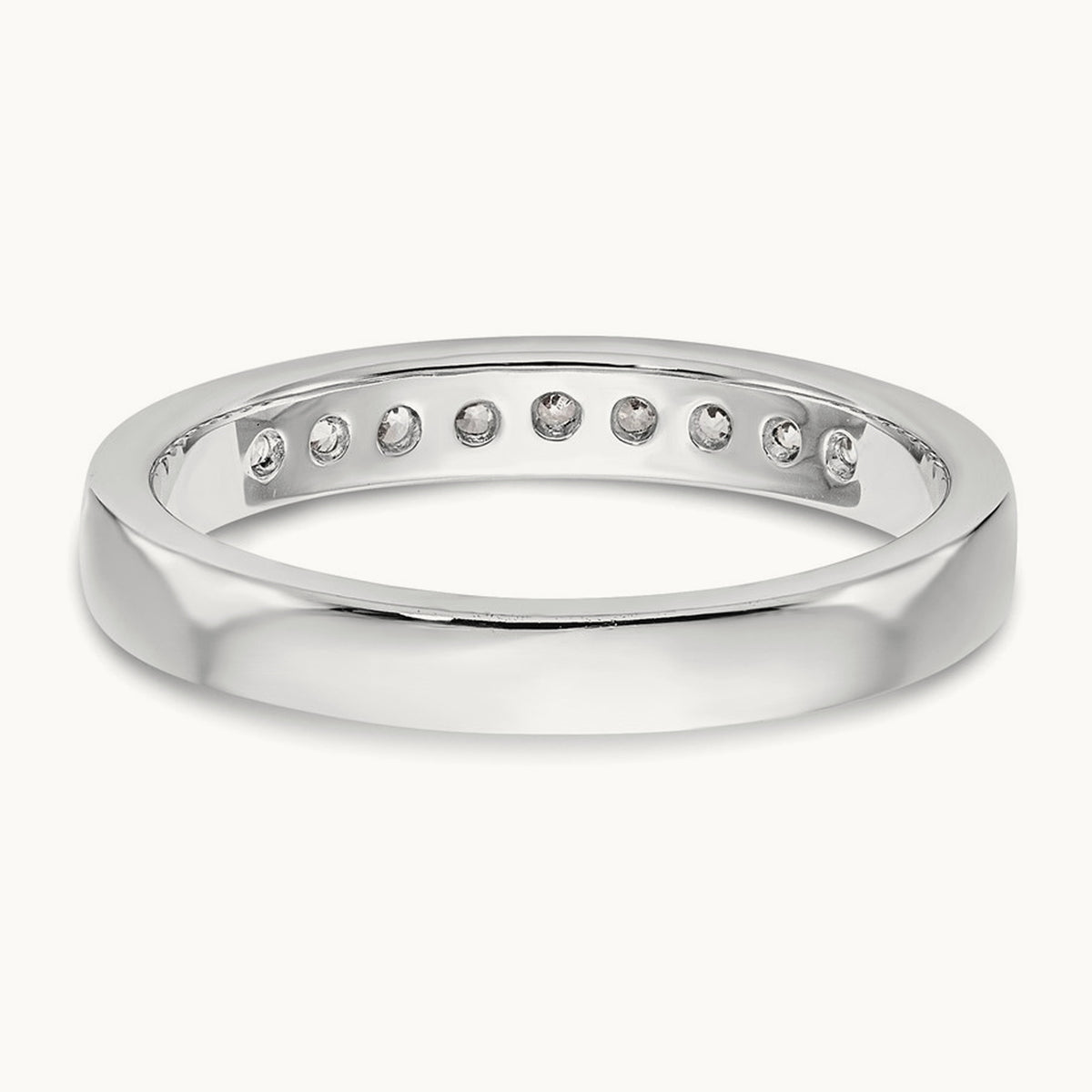 9-Stone Diamond Channel Band, 14K White Gold