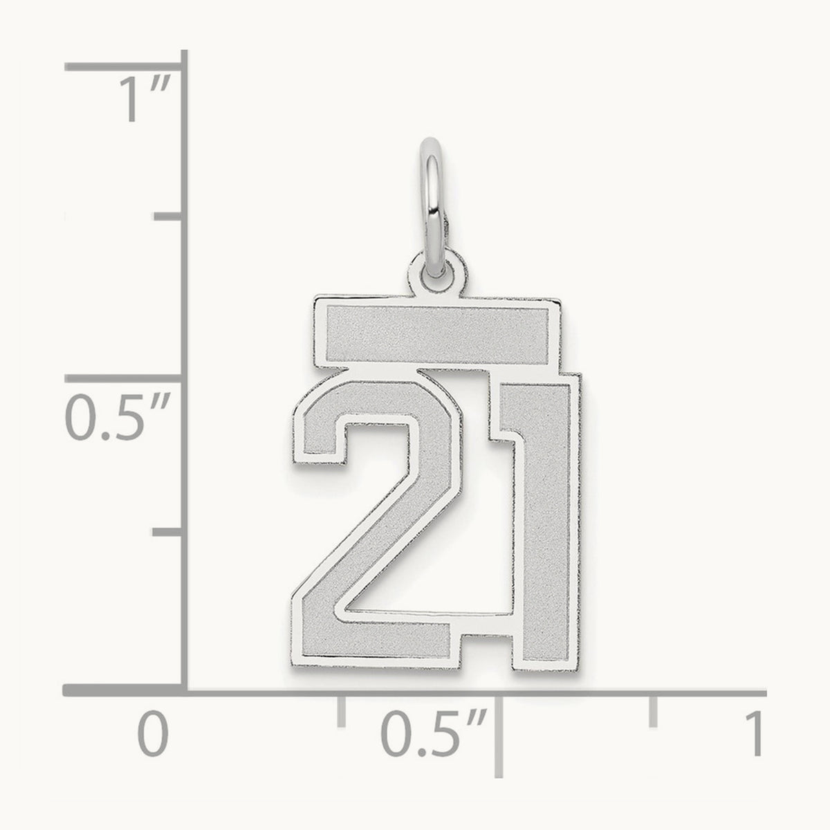 Small Satin Number 21 Charm — 14K White Gold