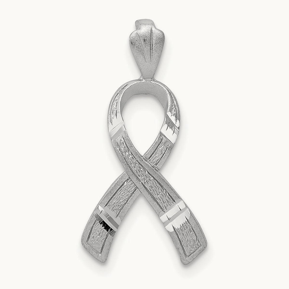 Diamond-cut Awareness Pendant — 14K White Gold