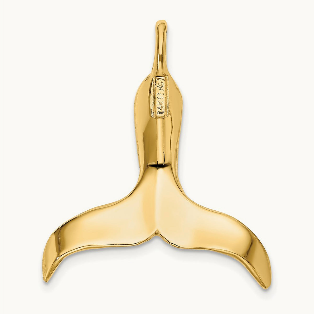 3-D Polished Whale Tail Chain Slide — 14K Yellow Gold, 30mm