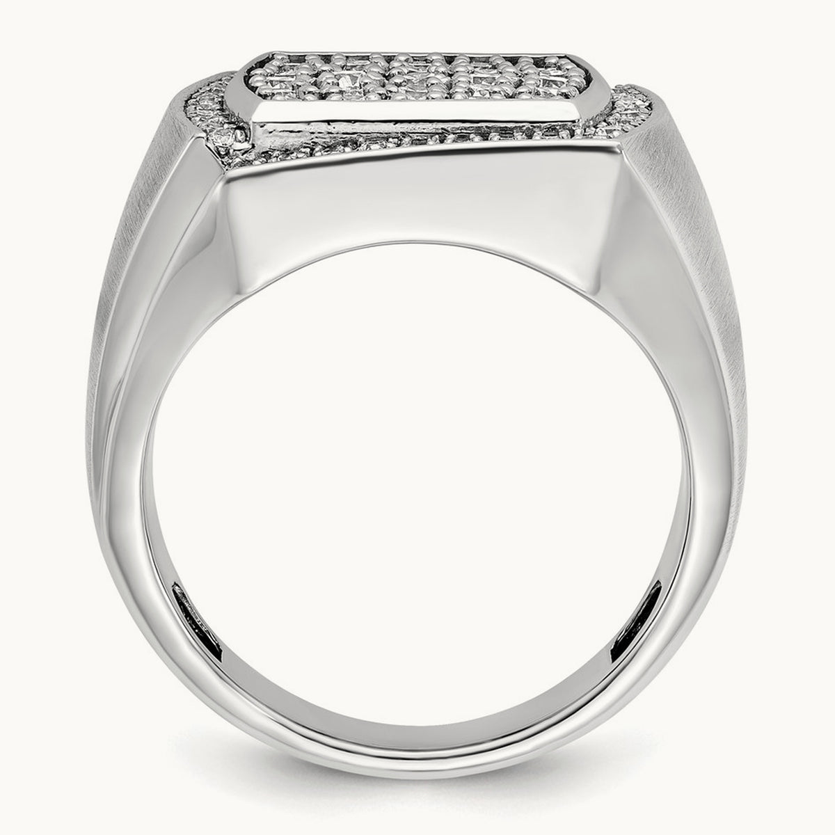 IBGoodman Men's Polished & Satin Diamond Cluster Ring, 14K White Gold