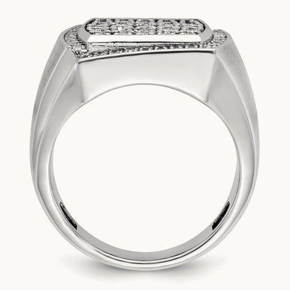 IBGoodman Men's Polished & Satin Diamond Cluster Ring, 14K White Gold