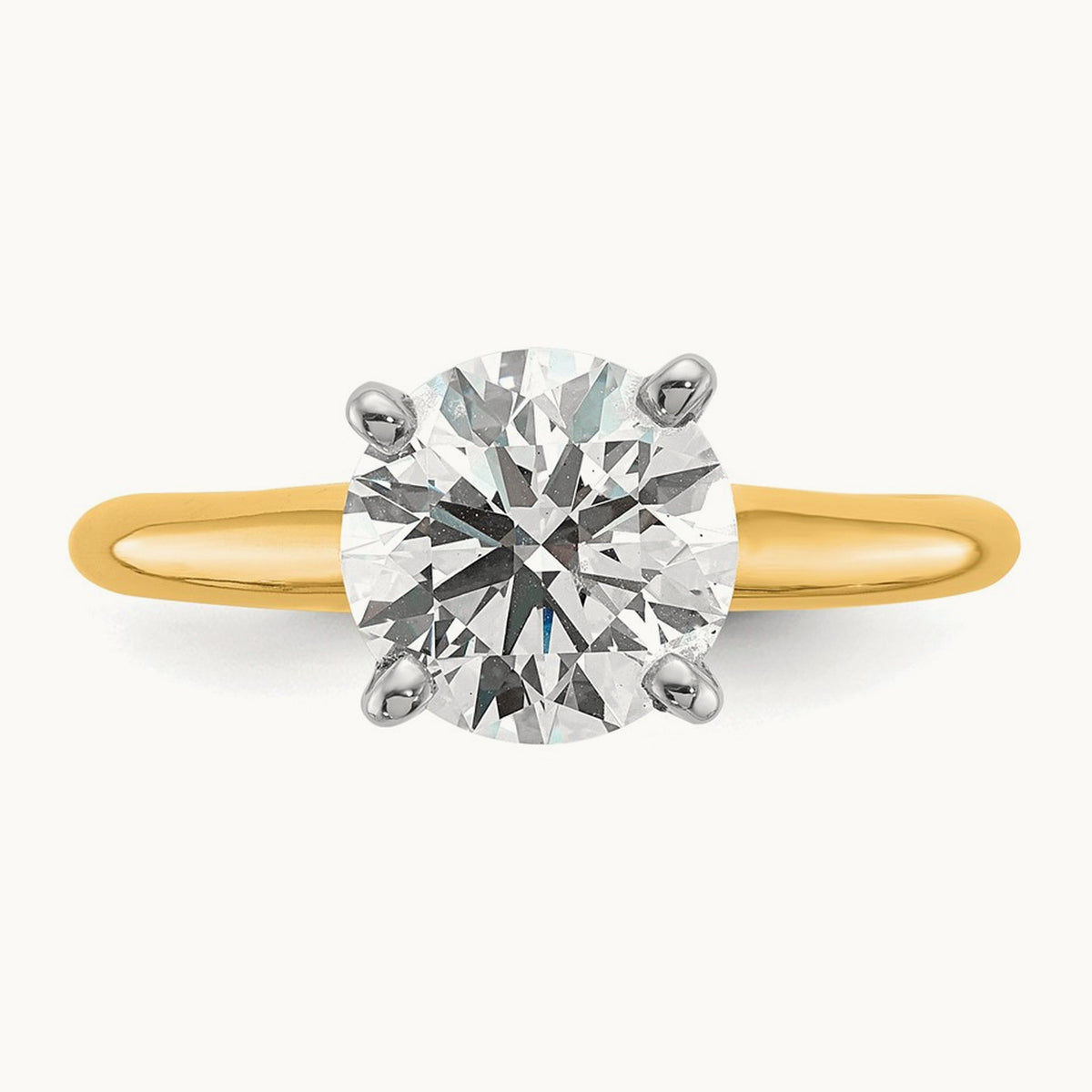 Round Solitaire Engagement Ring, 0.25-5.00 ct tw Lab-Grown Diamond — 2 ct, 14K Two-Tone