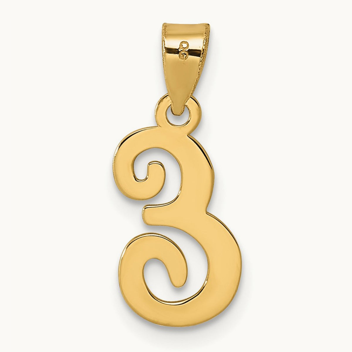 Script Letter E Initial Pendant, 14K Yellow Gold