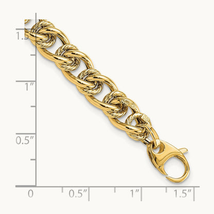 Polished Fancy Link Bracelet, 14K
