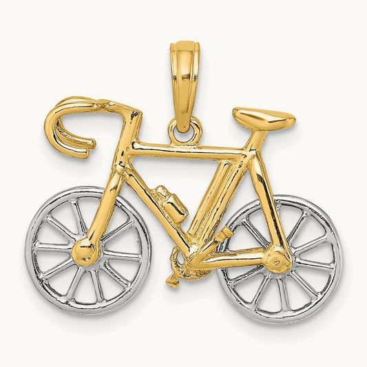 3-D Ten Speed Bicycle Charm, 14K Two-tone