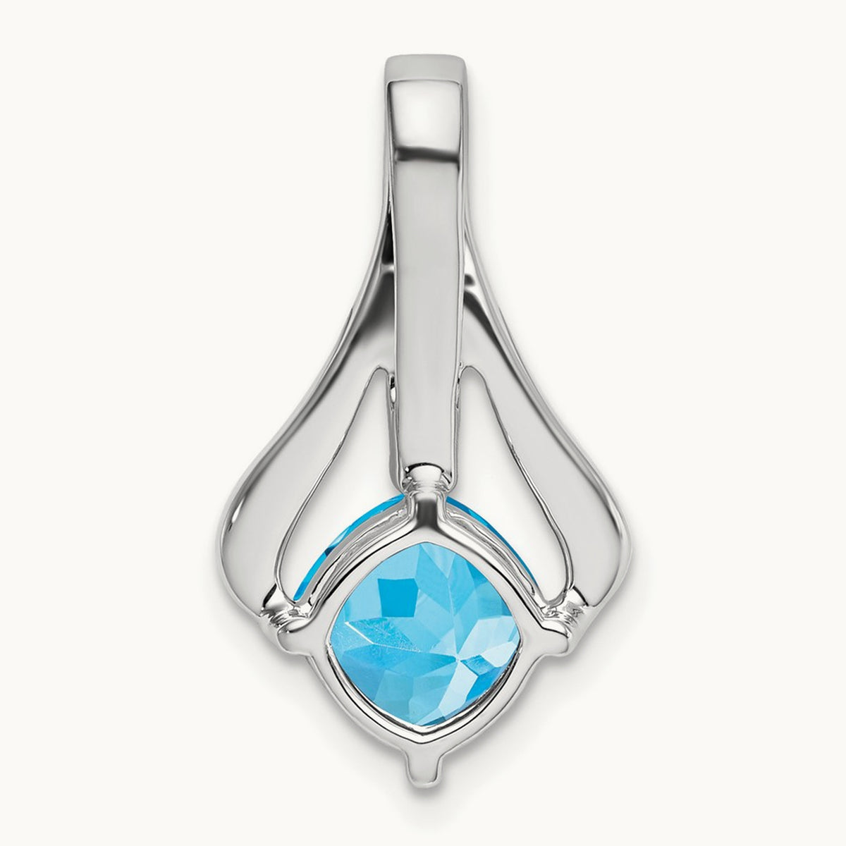 Blue Topaz and Diamond Pendant — 14K White Gold