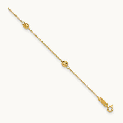 Diamond-cut Bead w/ 1in ext. Anklet, 14K