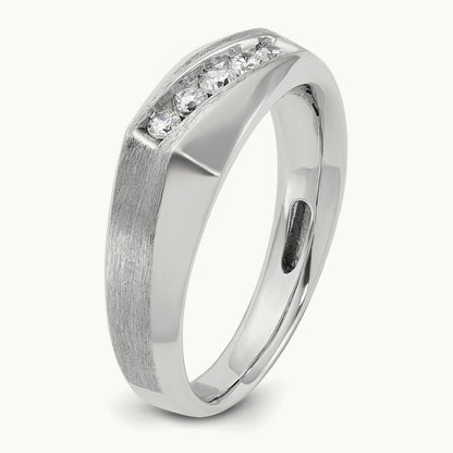 IBGoodman Men's Polished & Satin 5-Stone Diamond Ring, 14K White Gold