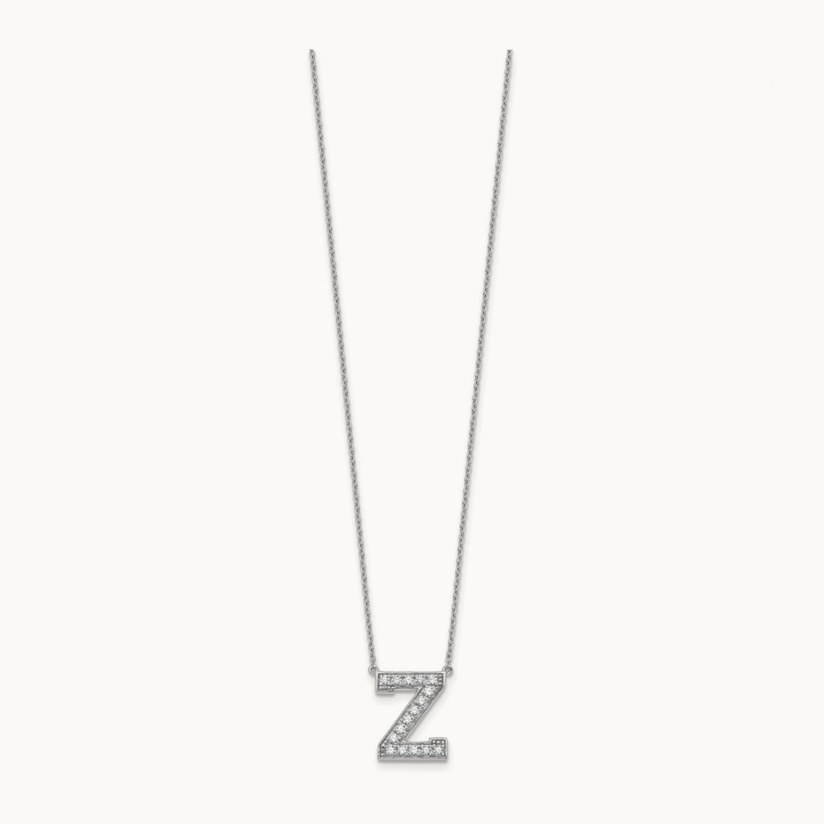 Initial Necklace — 14K White Gold, Z, 3/8 ct
