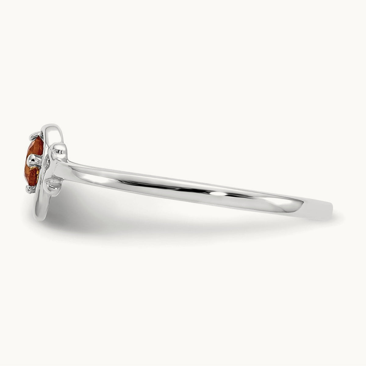 Citrine Birthstone Heart Ring — 14K White Gold, 7