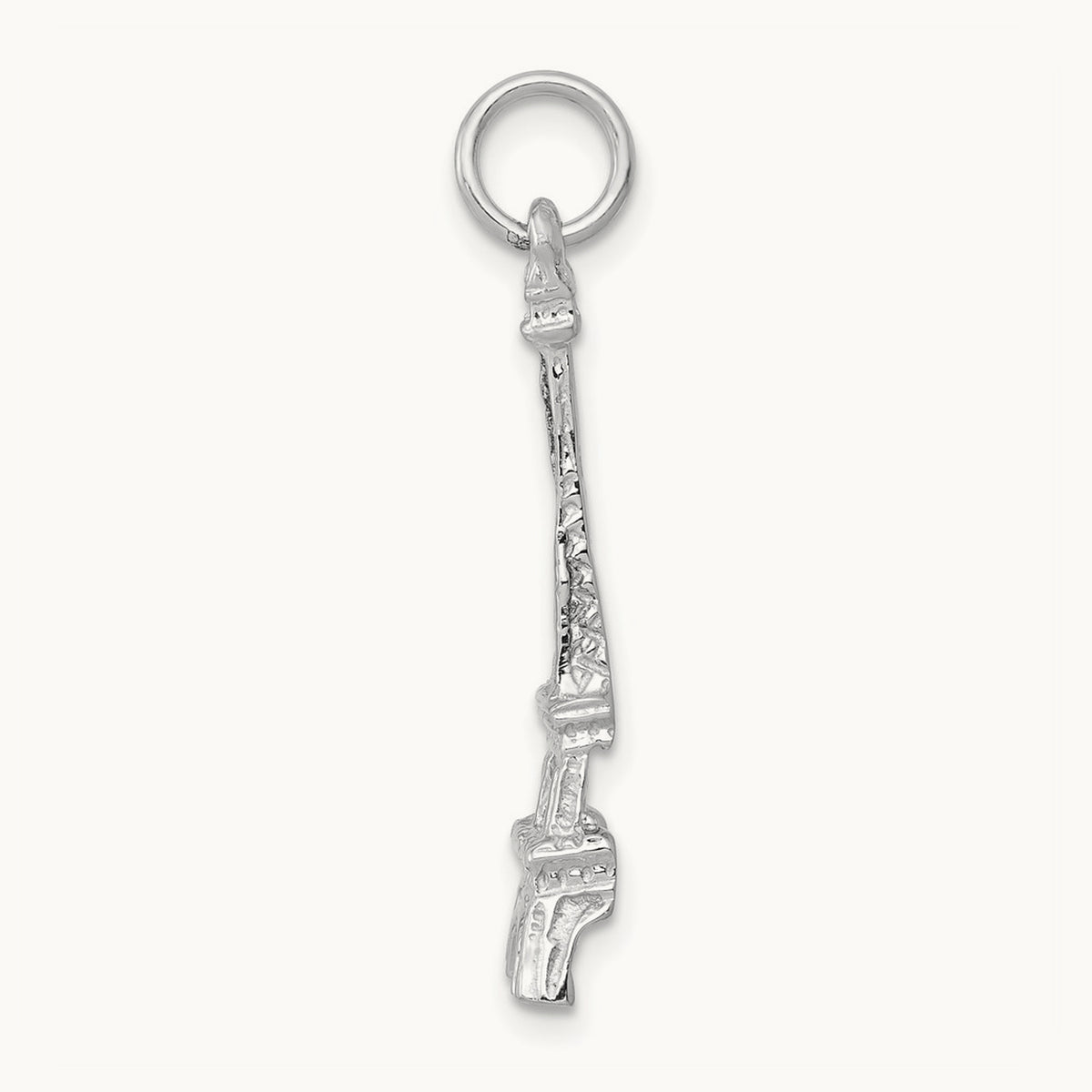 Solid Polished Eiffel Tower Charm, 14K White Gold