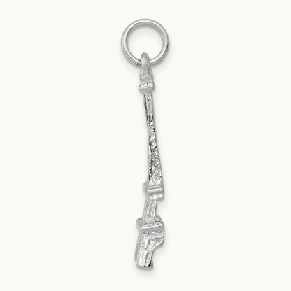 Solid Polished Eiffel Tower Charm, 14K White Gold