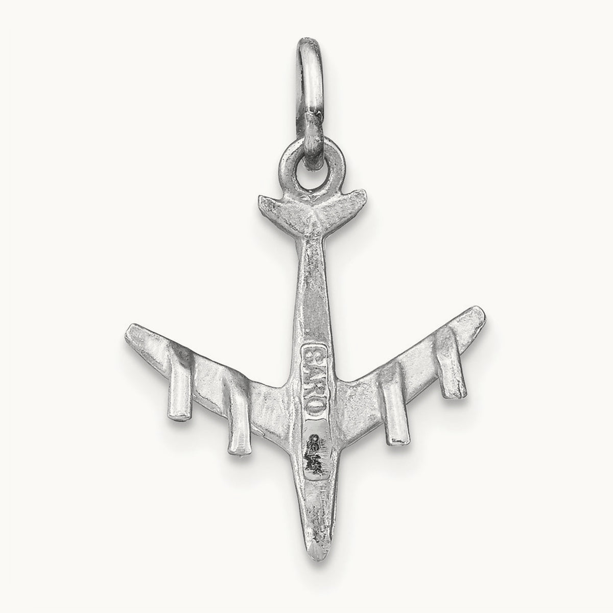 3-D Airplane Charm — 14K White Gold