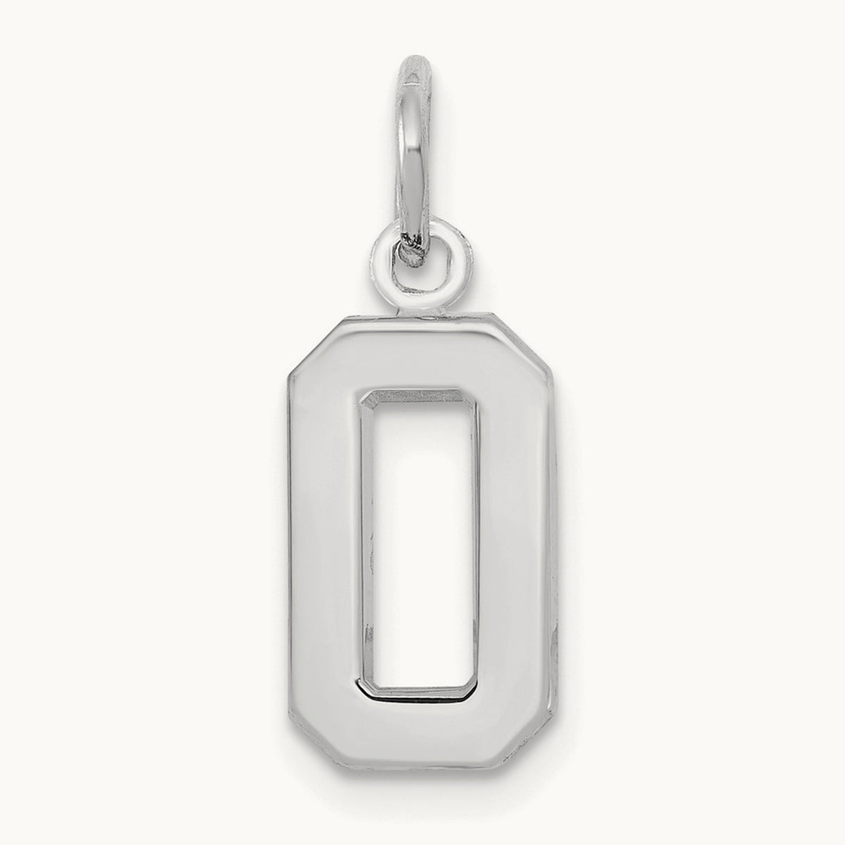 Small Polished Number 0 Charm — 14K White Gold