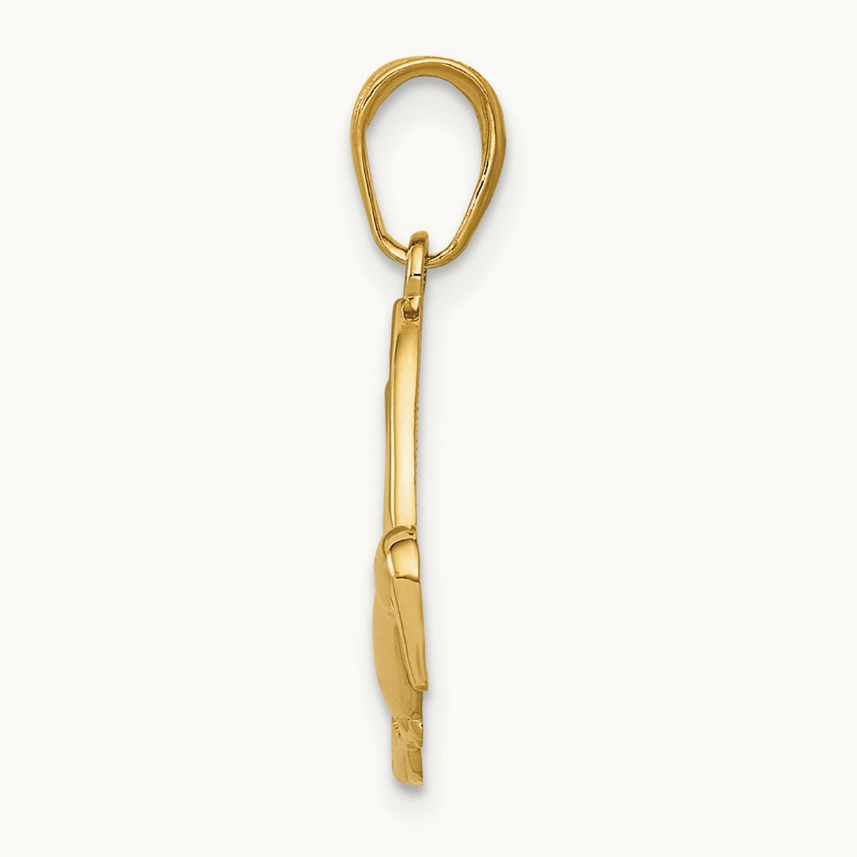 Polished Hummingbird in Flight Pendant — 14K Yellow Gold