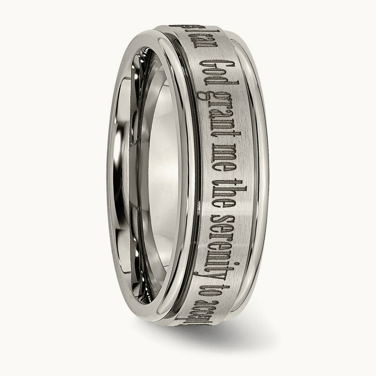 Brushed & Polished Serenity Laser Design Ridged Edge Band — photo set