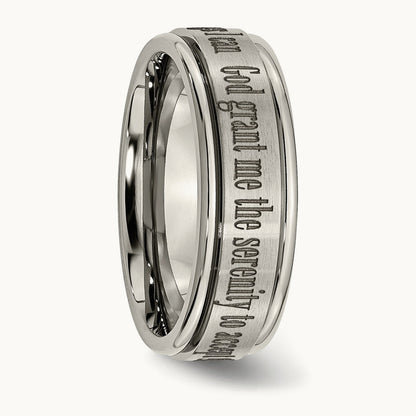 Brushed & Polished Serenity Laser Design Ridged Edge Band — photo set