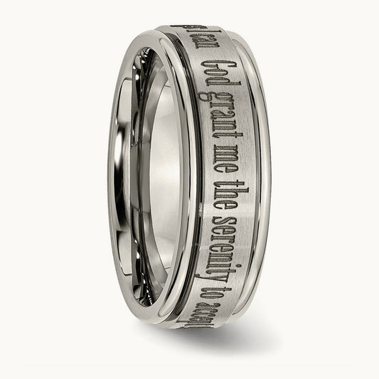 Brushed & Polished Serenity Laser Design Ridged Edge Band — photo set
