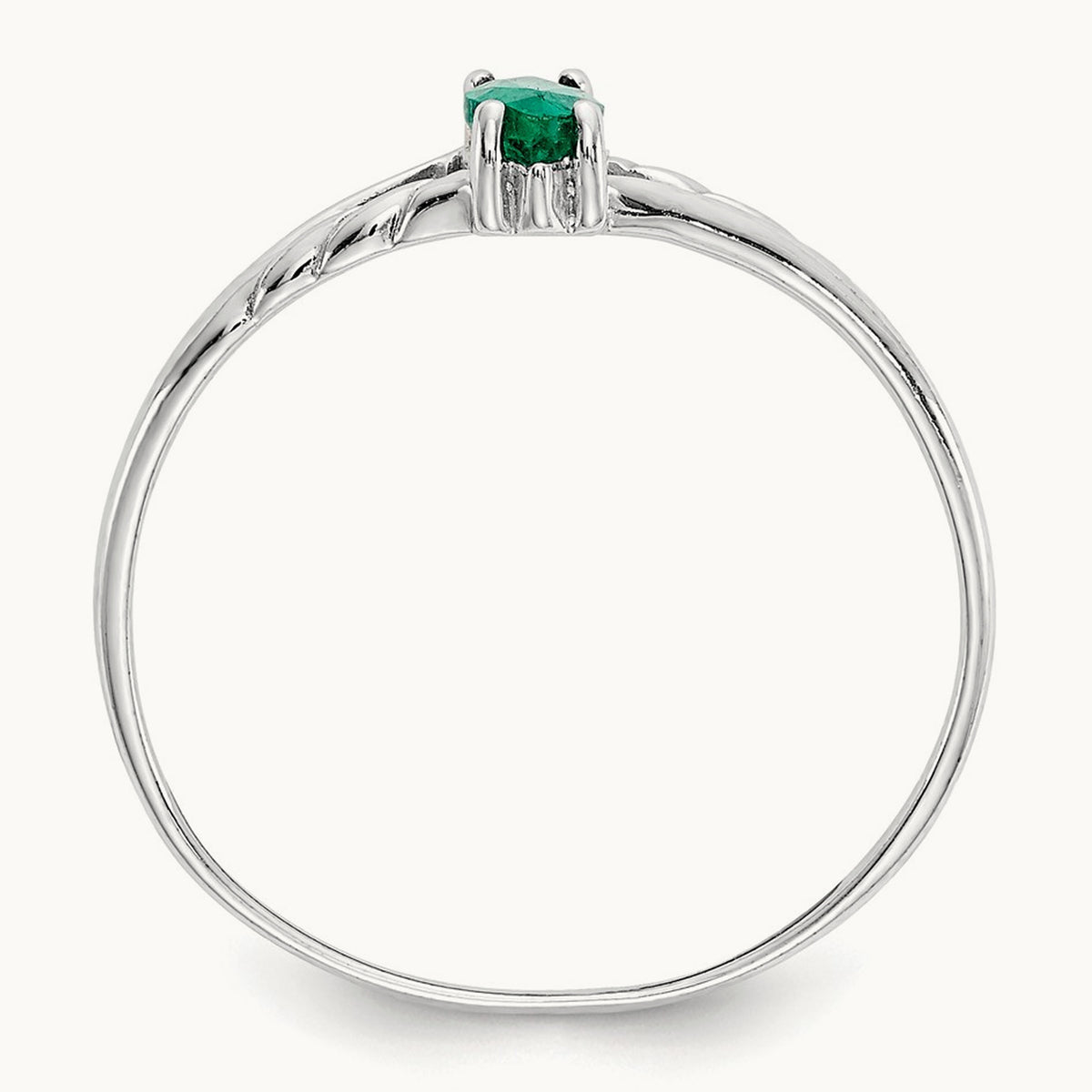 Emerald Birthstone Ring, 14K White Gold