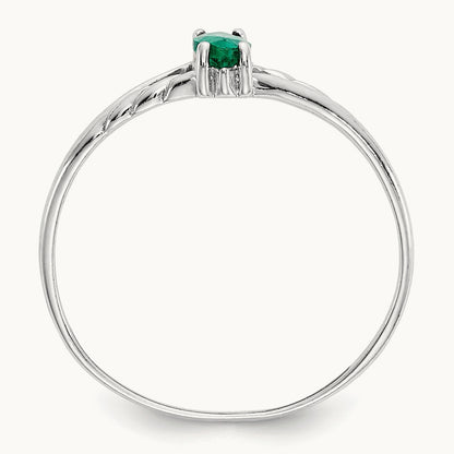 Emerald Birthstone Ring, 14K White Gold