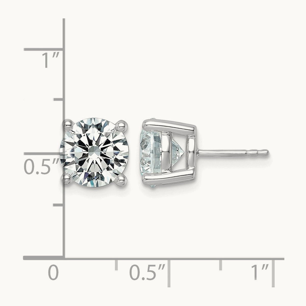 Round Lightweight Earrings, 0.25-6.00 ct tw Lab-Grown Diamond — 6 ct, 14K White Gold