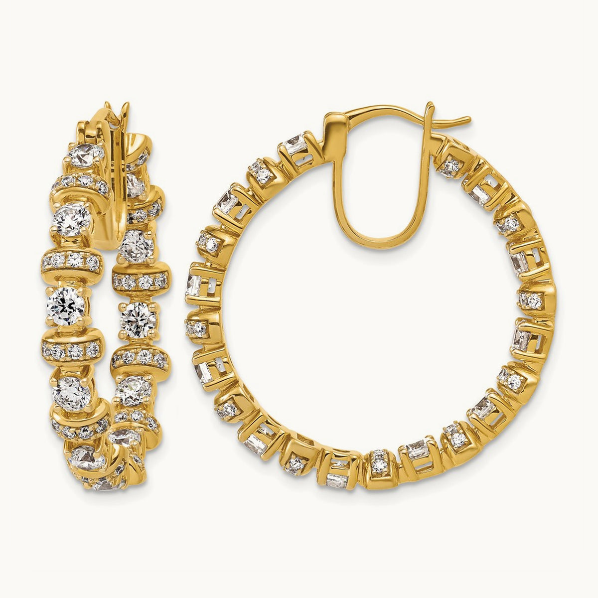 Fashion Hoop Earrings, 4.00 ct tw Lab-Grown Diamond — 14K Yellow Gold