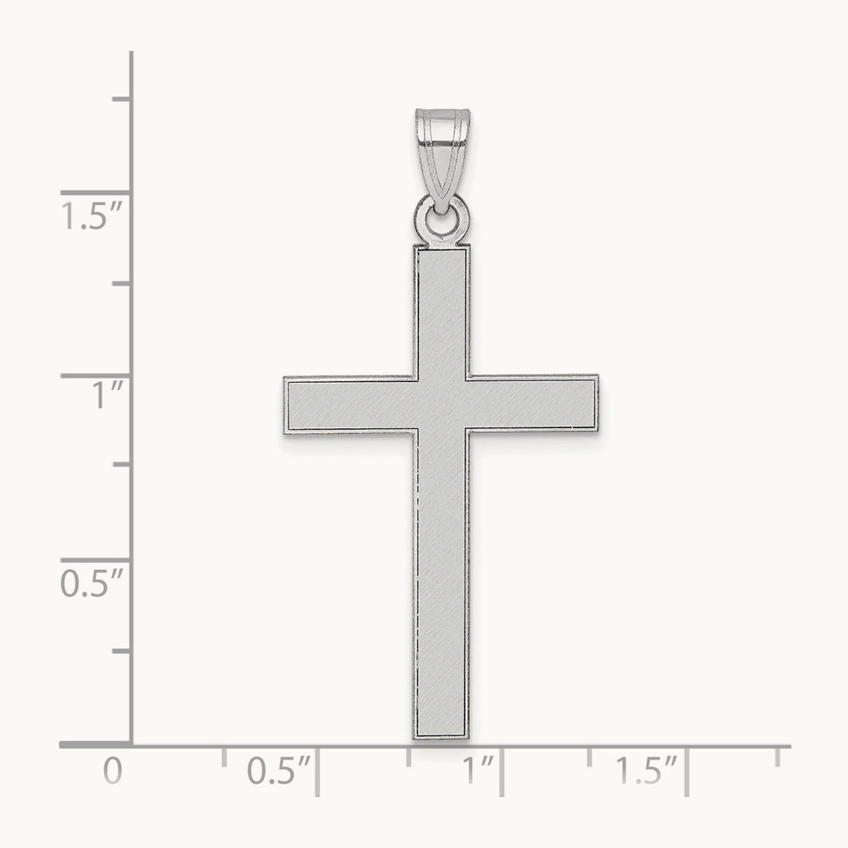 Florentine Satin Cross Pendant — 14K White Gold, 42.6mm