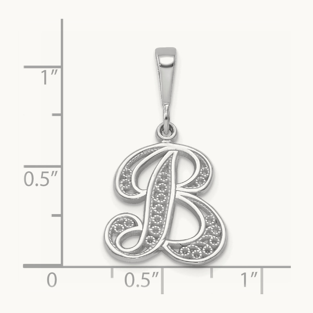 Solid Polished Script Filigree Initial Pendant — B