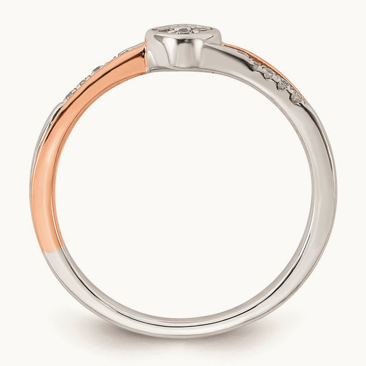 And Rose Gold First Promise Square Cluster Promise/Enga, 0.10 ct tw