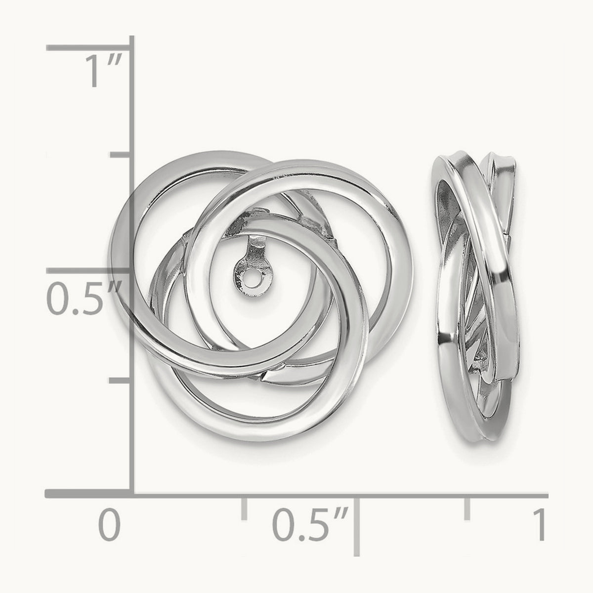 Polished Love Knot Earring Jackets — 14K White Gold, 18mm