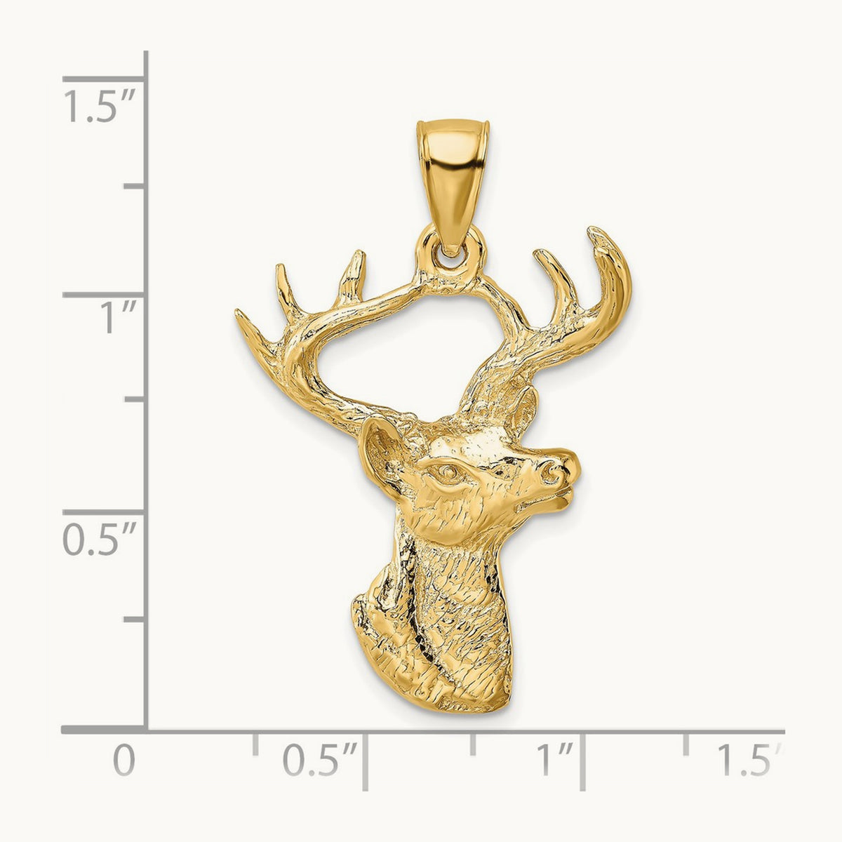 2-D Deer Head Profile Charm, 14K