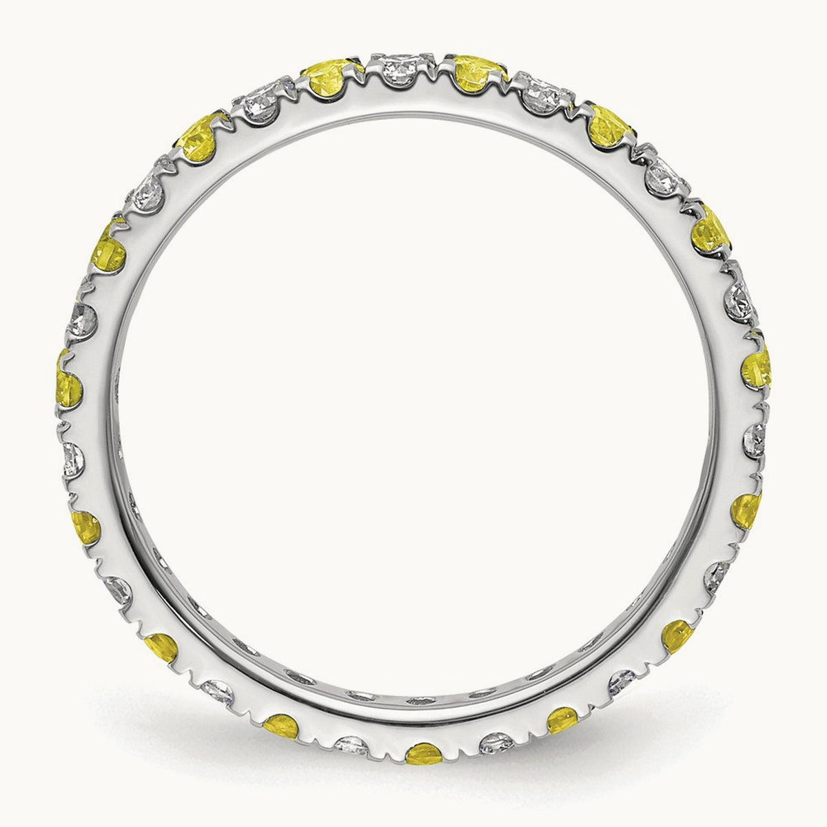 Created Yellow Sapphire Eternity Band — 14K White Gold, 2.25 mm