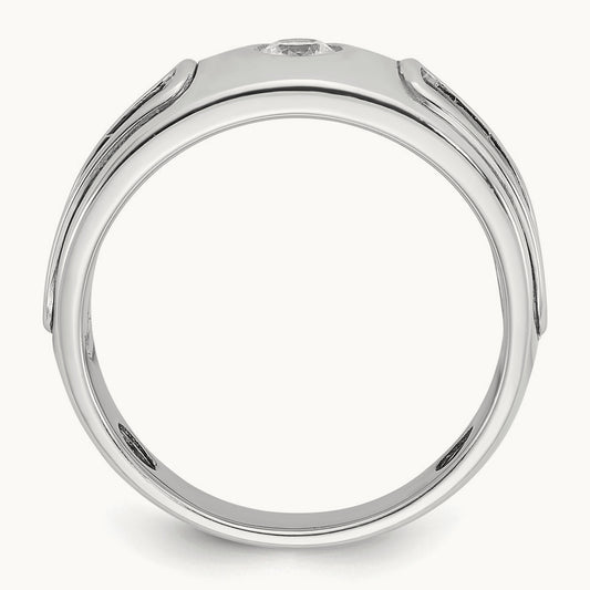 IBGoodman Men's Polished and Cut-Out Diamond Ring, 14K Two-tone