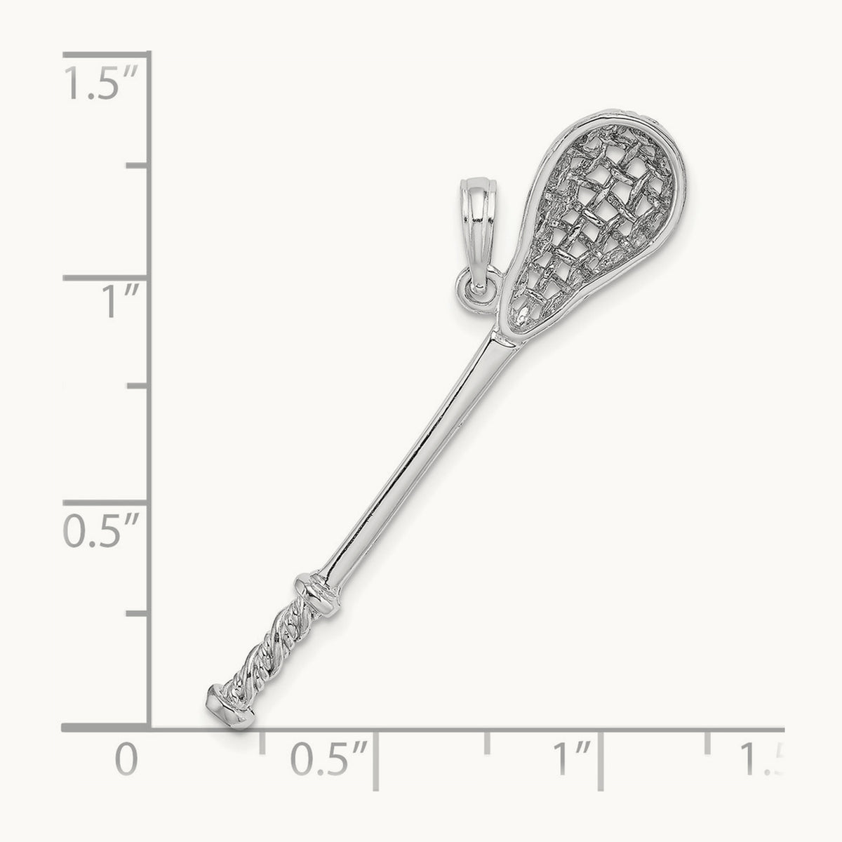 3-D Lacrosse Stick Charm, 14K White Gold