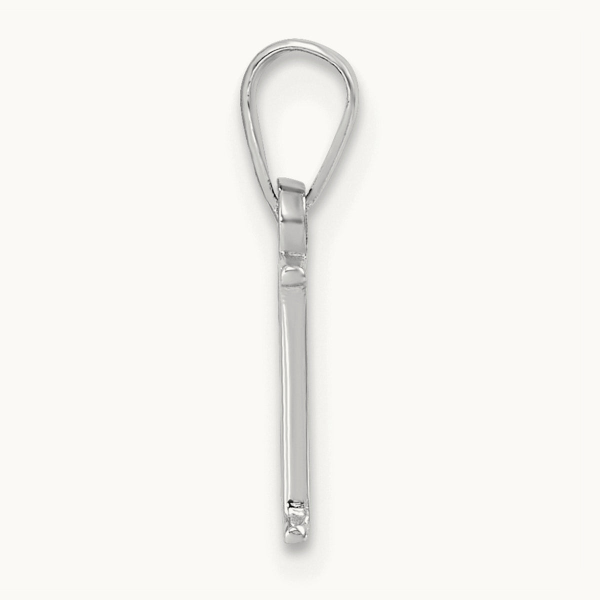 Polished Block Initial Pendant — 14K White Gold, E