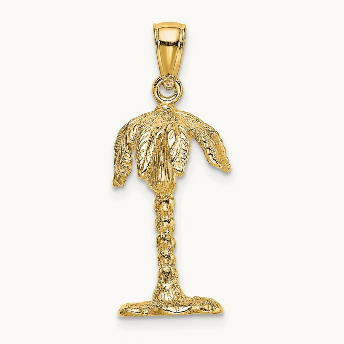 3-D Textured Palm Tree Charm, 14K