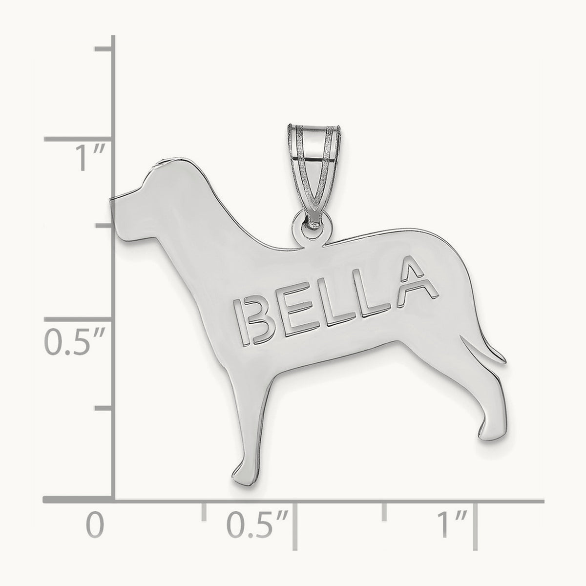 Sterling Silver/Rhodium-plated Dog with Cut-out Name Pendant
