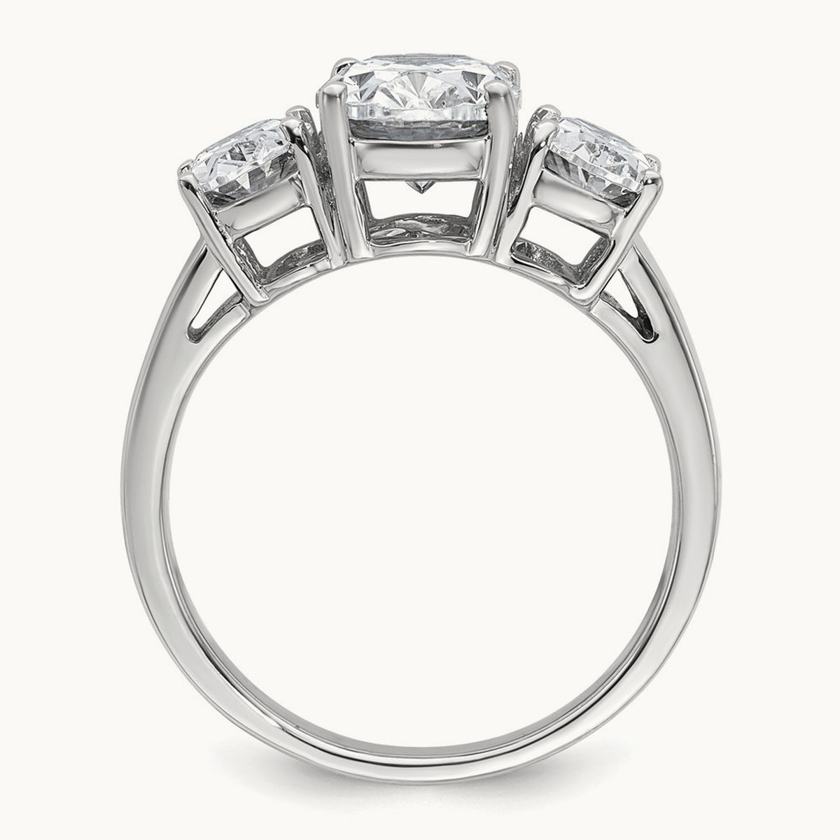 Oval 3 Stone Engagement Ring, 1.25-3.50 ct tw Lab-Grown Diamond — 3 5/8 ct, 14K White Gold
