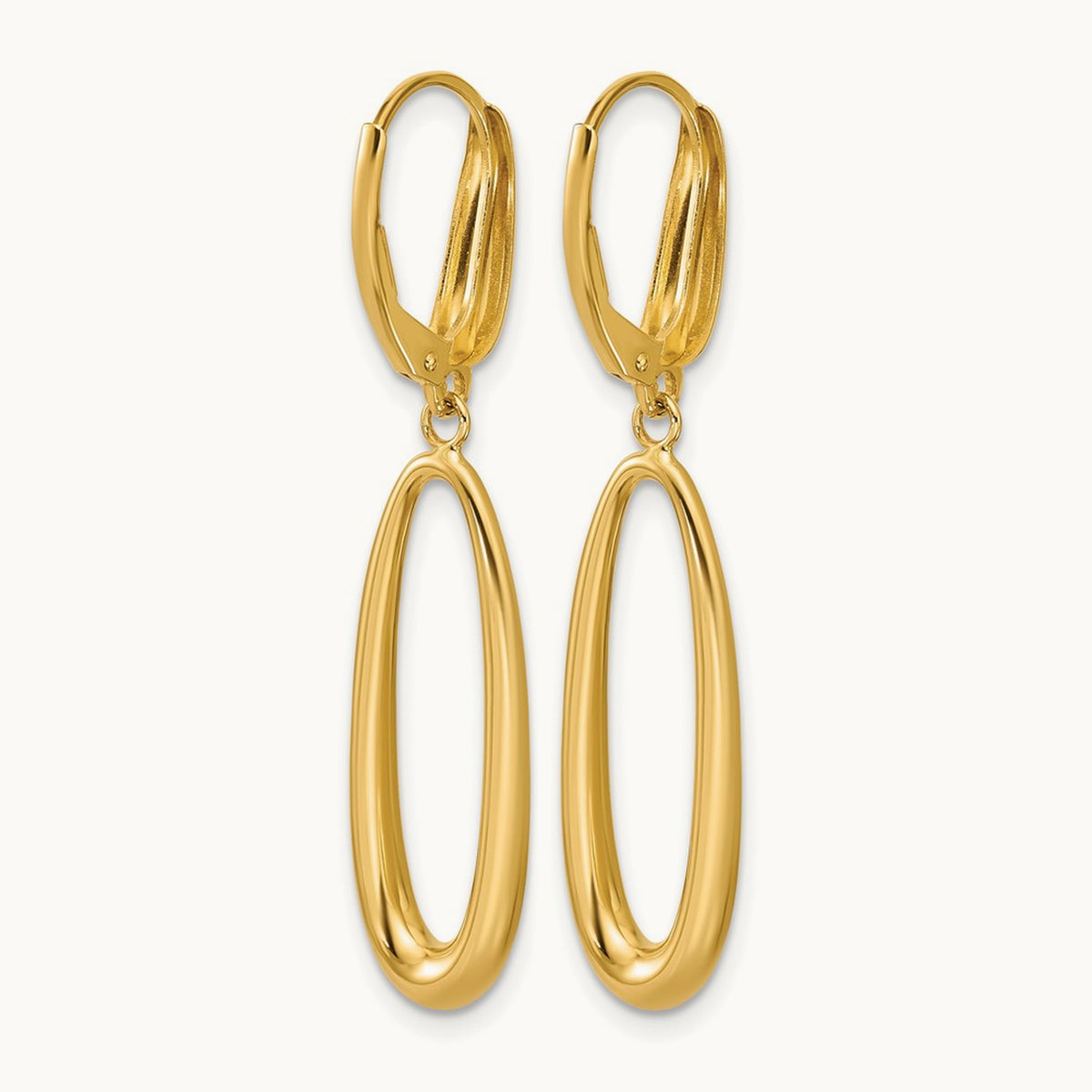 Polished Tapered Oval Leverback Dangle Earrings, 14K — Leslie's