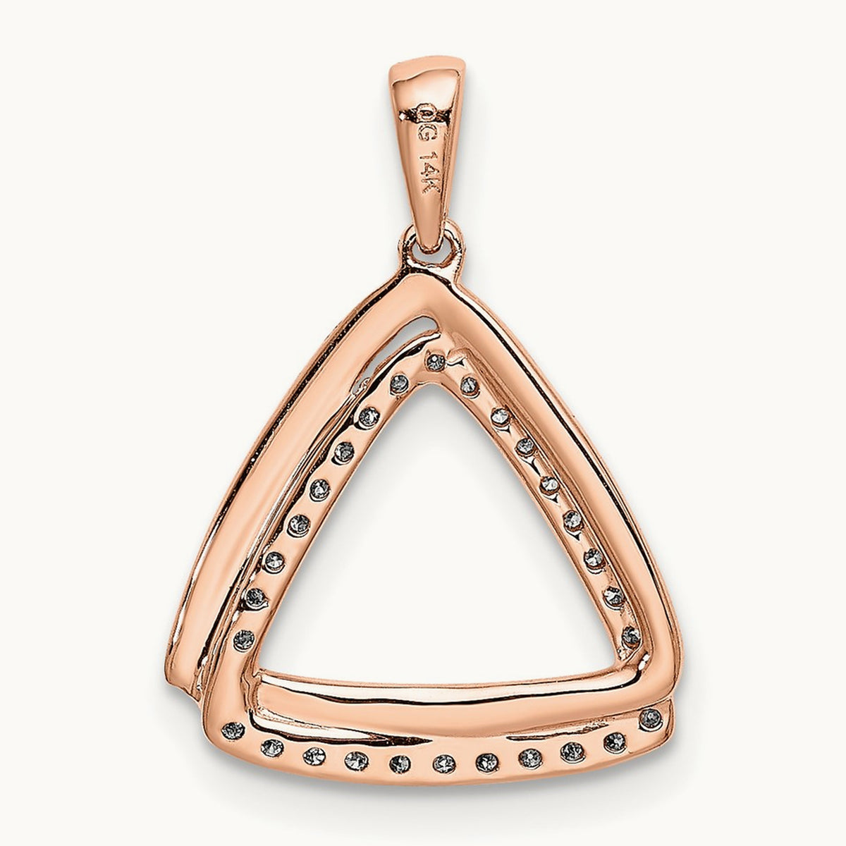 Diamond Double Triangle Pendant — 14K Rose Gold