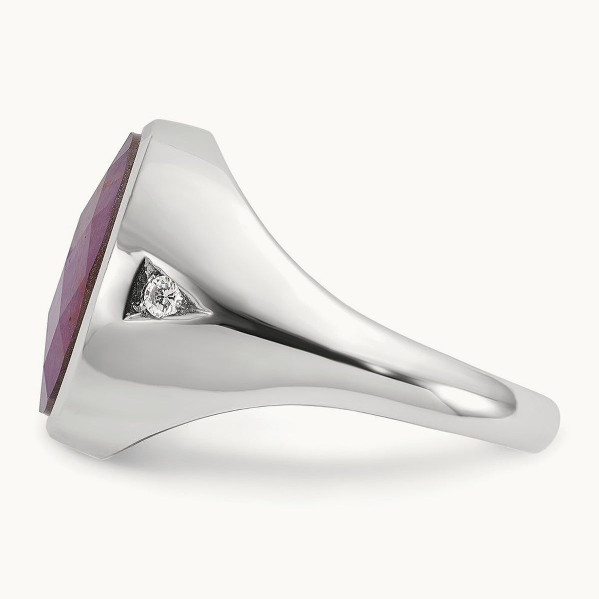 IBGoodman Oval Ruby Doublet and Diamond Complete Ring, 14K White Gold