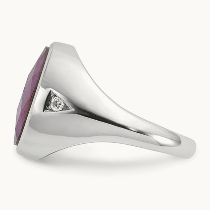 IBGoodman Oval Ruby Doublet and Diamond Complete Ring, 14K White Gold