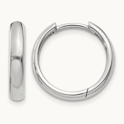 Round Hinged Hoop Earrings, 14K White Gold