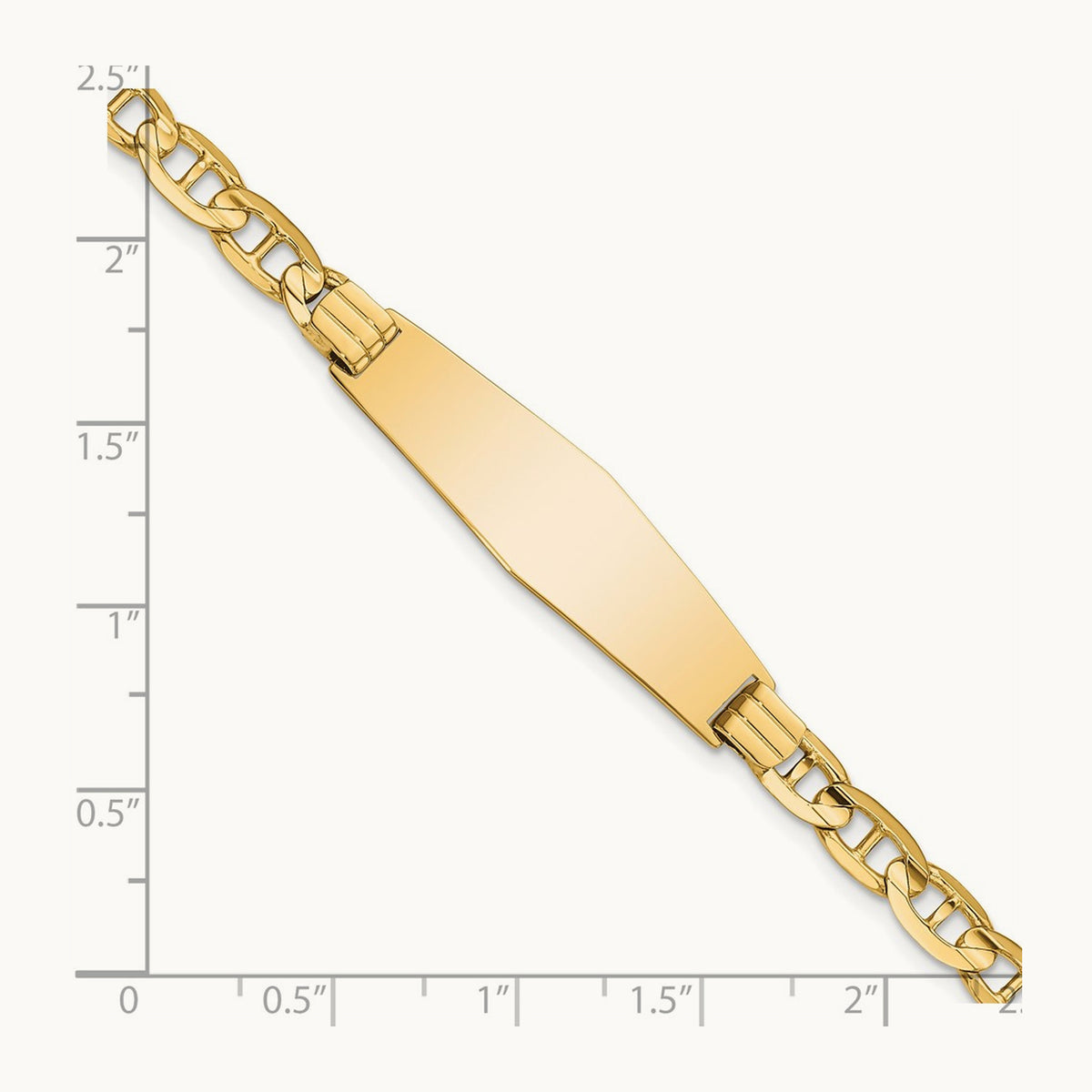 Anchor Soft Diamond Shape ID Bracelet, 14K