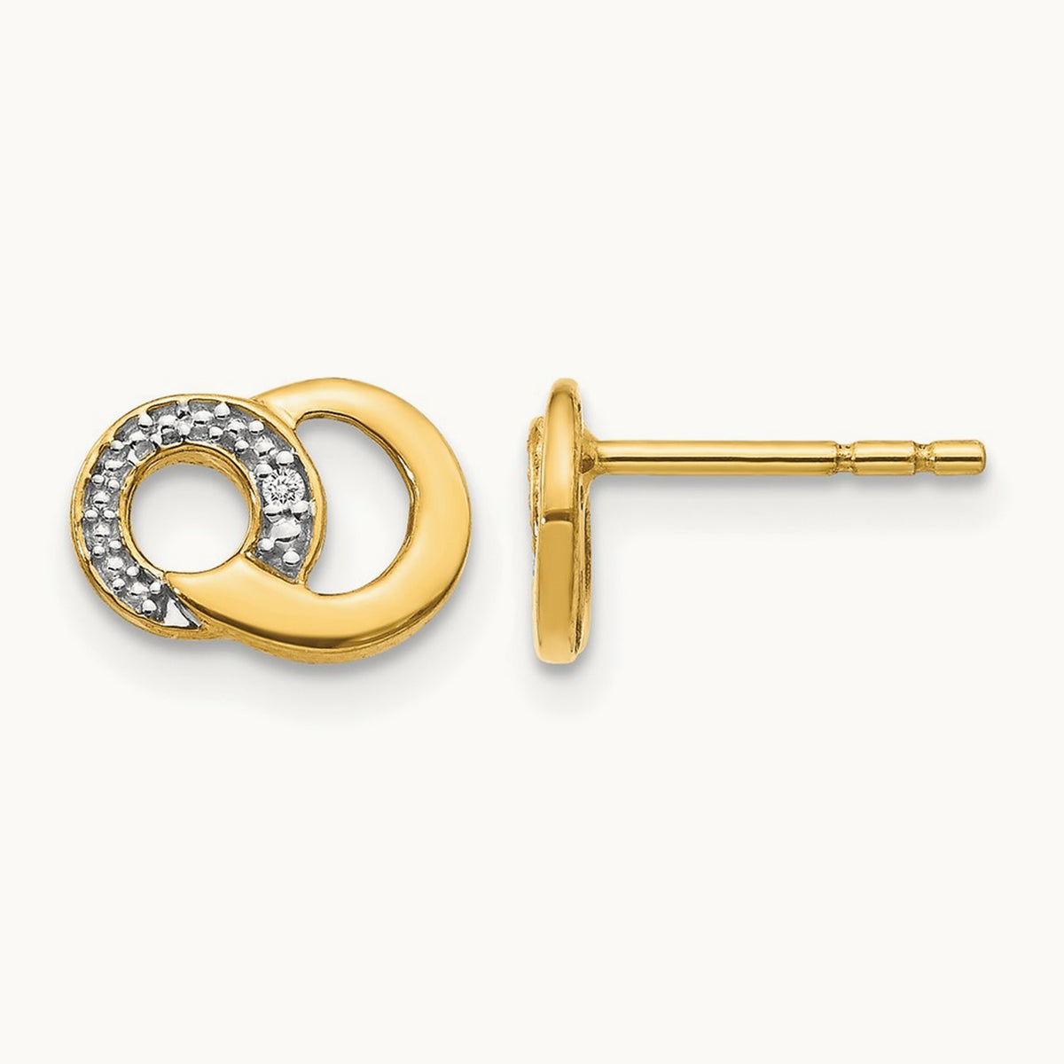 Diamond Circles Post Earrings, 14K with White Rhodium