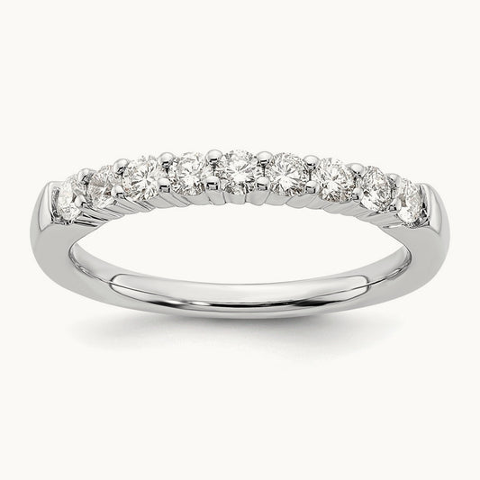 9-Stone Diamond Band, 14K White Gold