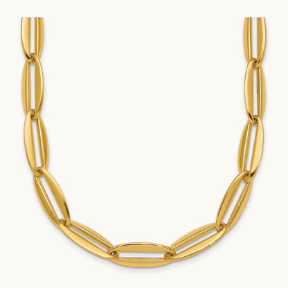 Polished Long Oval Link Necklace, 7mm, 14K