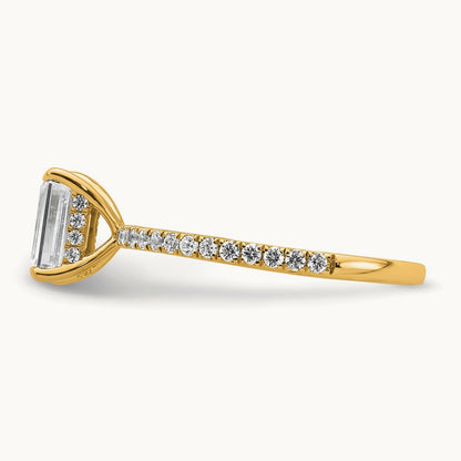Emerald Solitaire Engagement Ring, 1.25-2.25 ct tw Lab-Grown Diamond — 14K Yellow Gold, 7